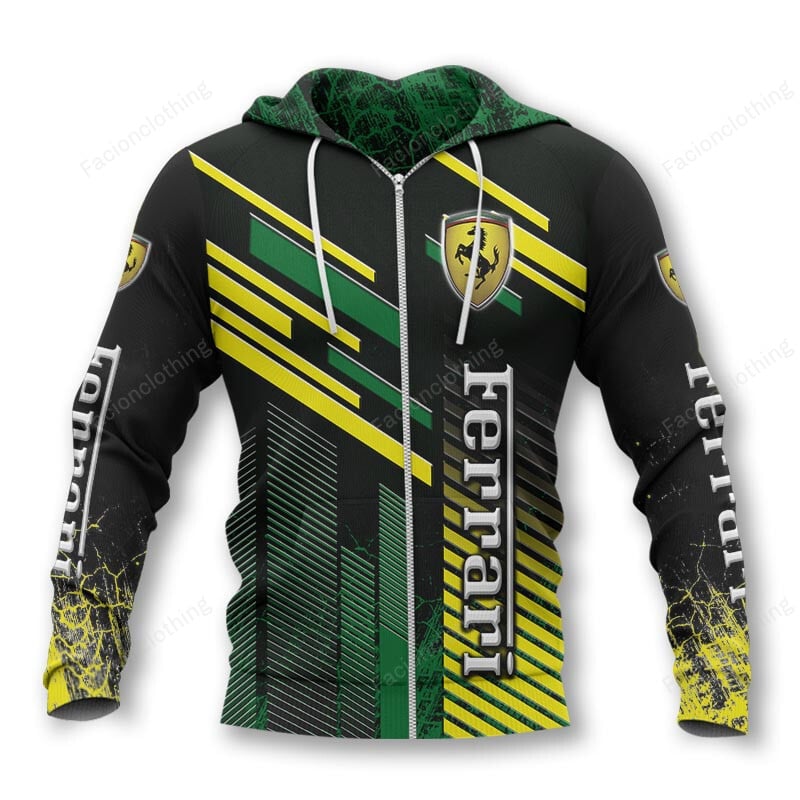Sportswearmerch Ferrari Personalized Zip Hoodie For Fan