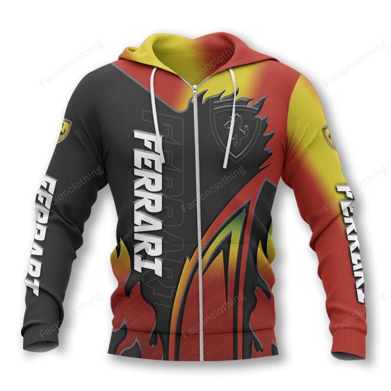 Sportswearmerch Ferrari Personalized Zip Hoodie For Fan