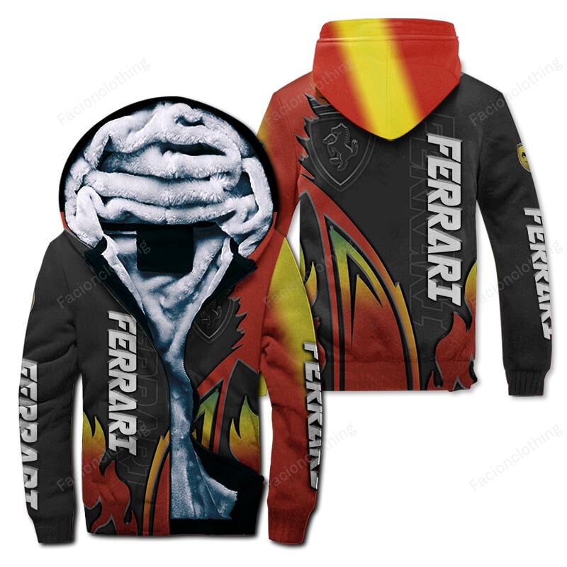 Sportswearmerch Ferrari Personalized Zip Hoodie Velvet Hoodie For Fan