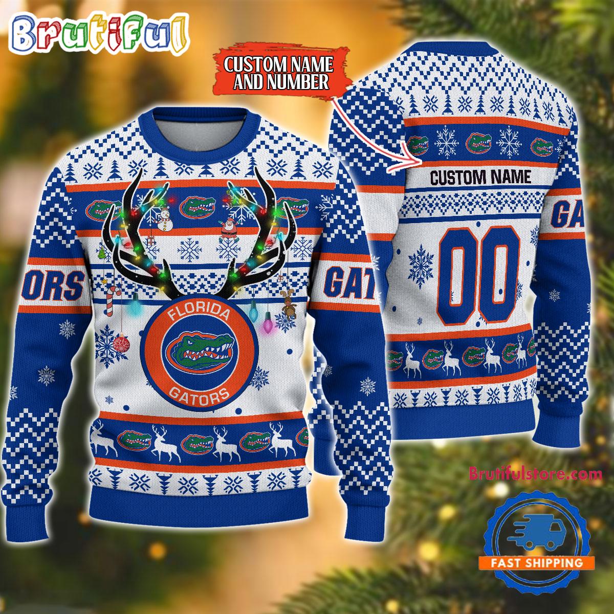 Sportswearmerch Florida Gators NCAA Special Reindeer Light Personalized Christmas Sweater For Fan