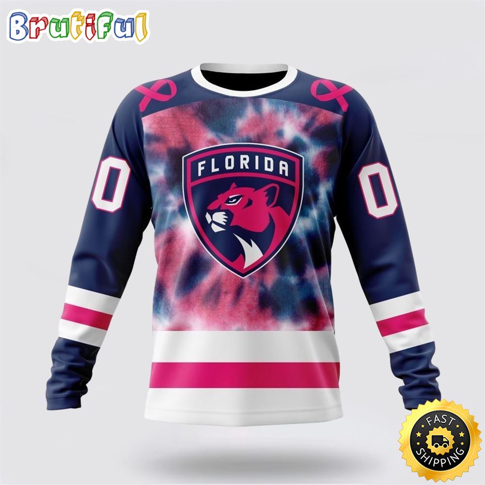 Sportswearmerch Florida Panthers NHL Crewneck Pink October Fight Breast Cancer Personalized Sweater For Fan