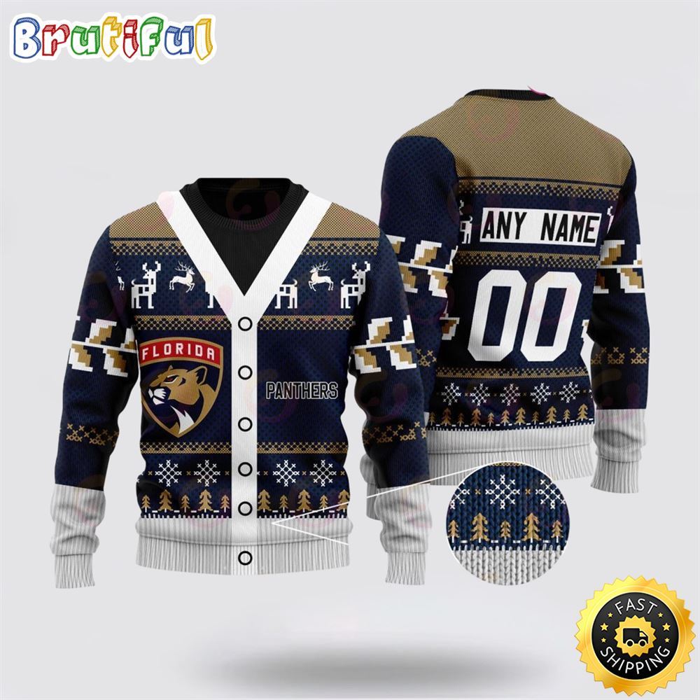 Sportswearmerch Florida Panthers NHL Elk Pattern Personalized Christmas Sweater For Fan