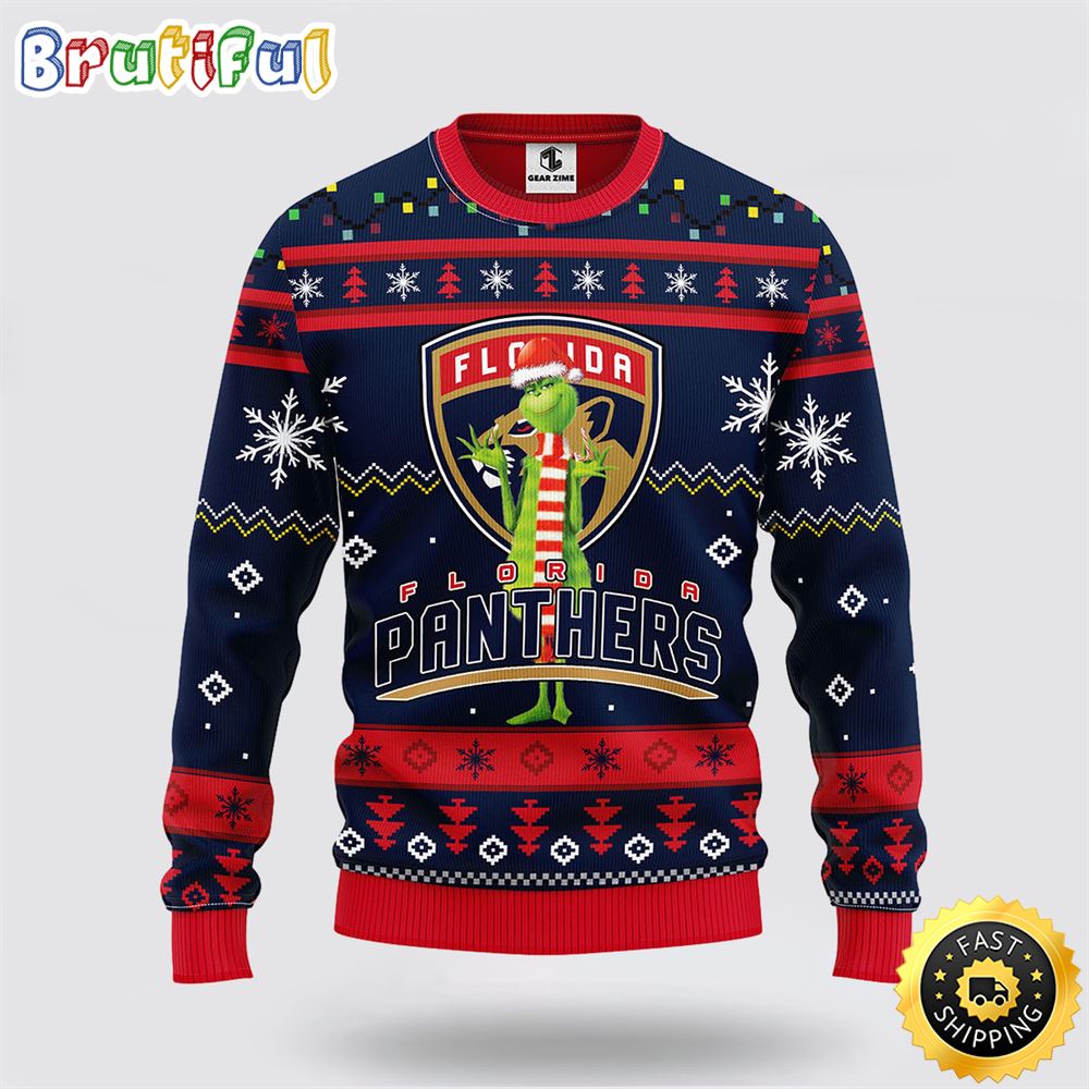 Sportswearmerch Florida Panthers NHL Funny Grinch Ugly Christmas Sweater For Fan