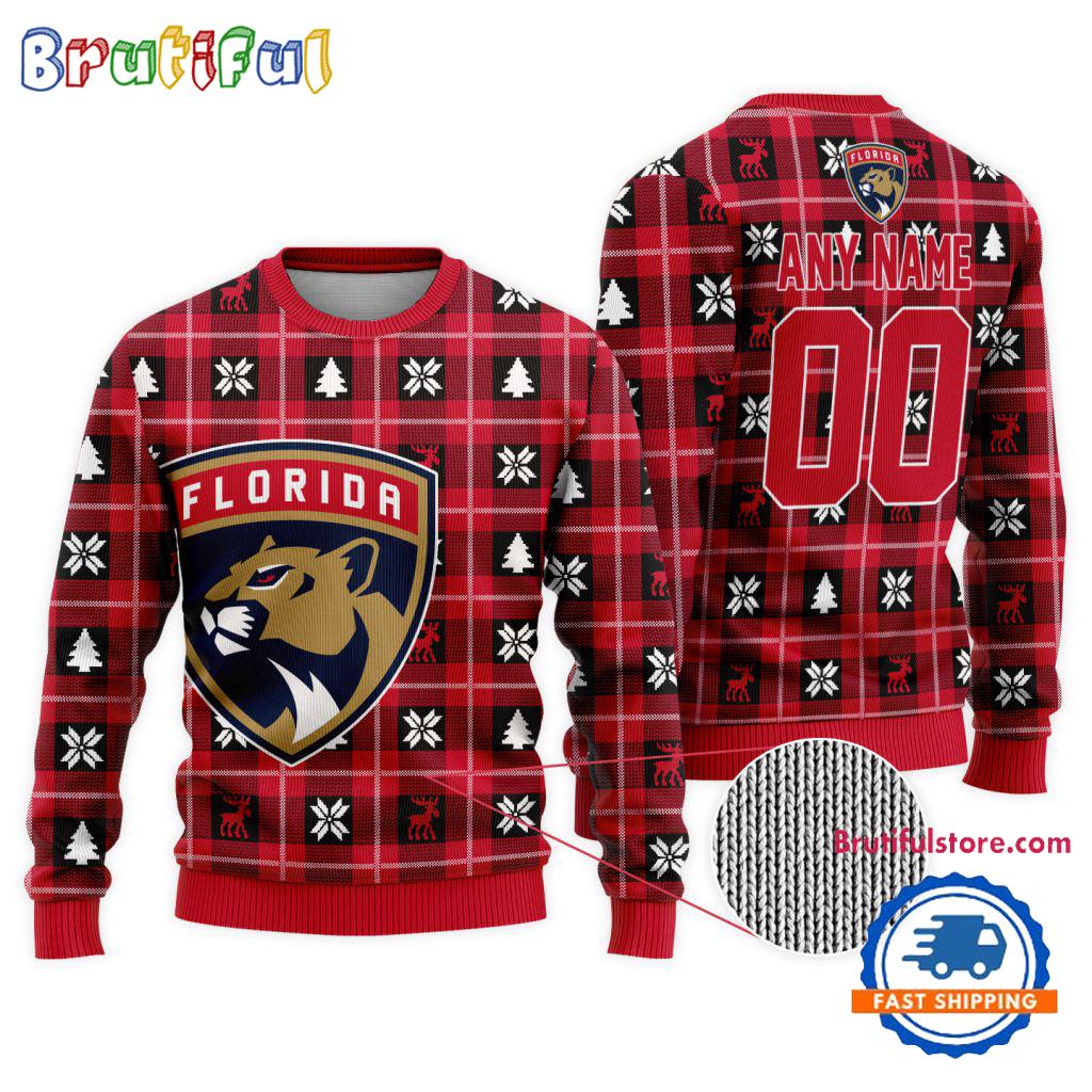 Sportswearmerch Florida Panthers NHL Personalized Snow Tree Ugly Christmas Sweater For Fan