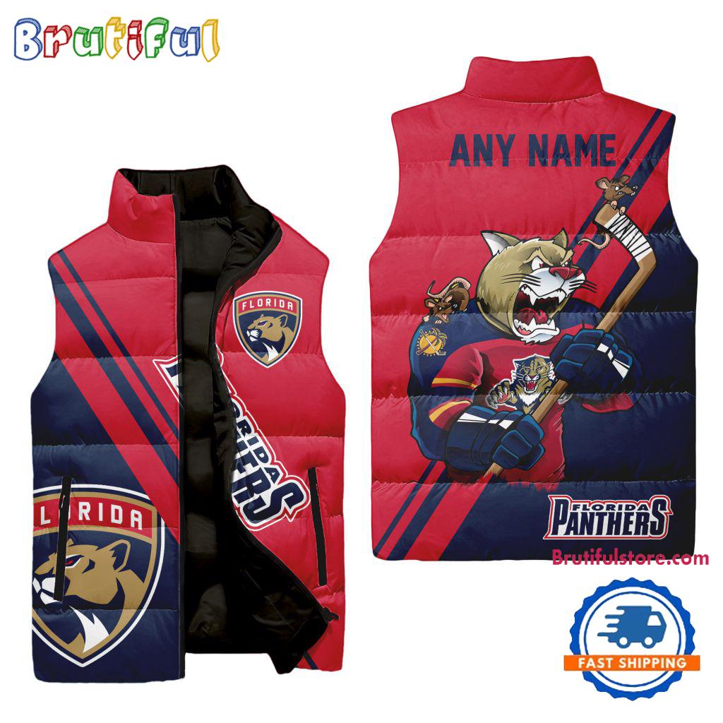 Sportswearmerch Florida Panthers NHL Sleeveless Puffer Jacket For Fan