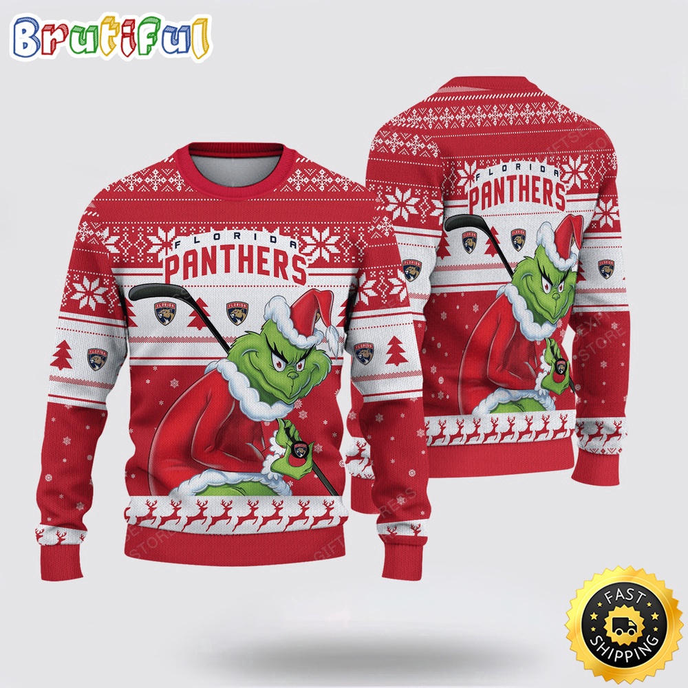 Sportswearmerch Florida Panthers NHL Sweater Grinch Personalized Christmas Sweater For Fan