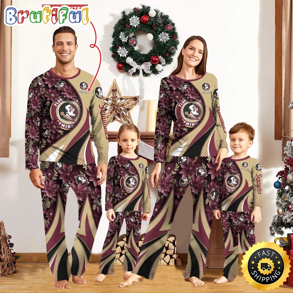 Sportswearmerch Florida State Seminoles NCAA Flower Personalized Pajamas Family For Fan