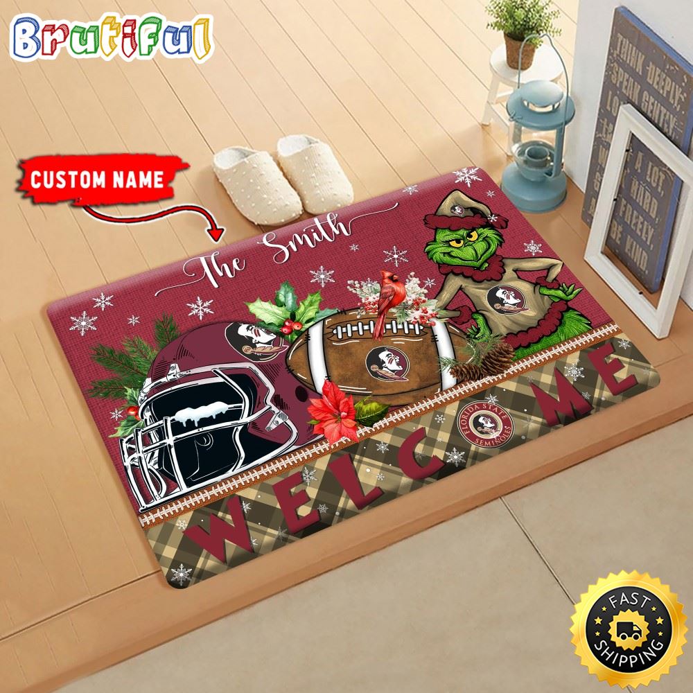 Sportswearmerch Florida State Seminoles NCAA Grinch Christmas Doormat For Fan