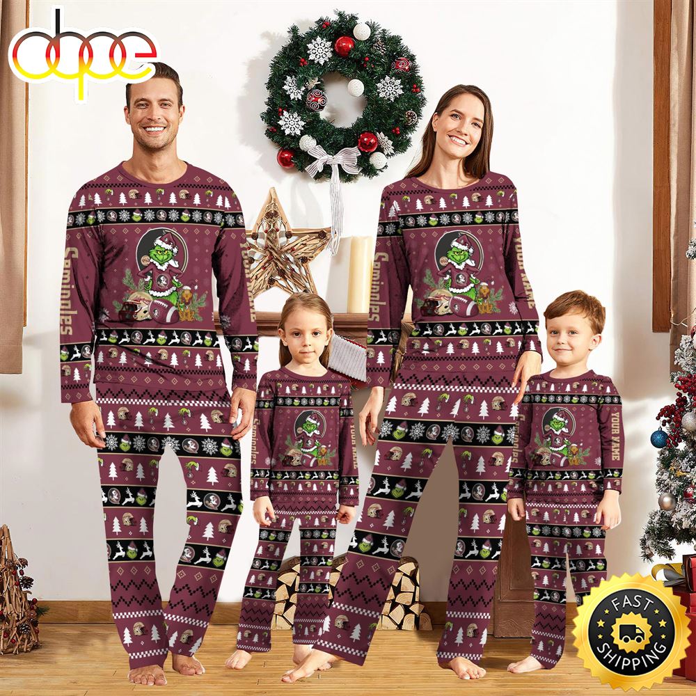 Sportswearmerch Florida State Seminoles NCAA Grinch Christmas Personalized Pajamas For Fan