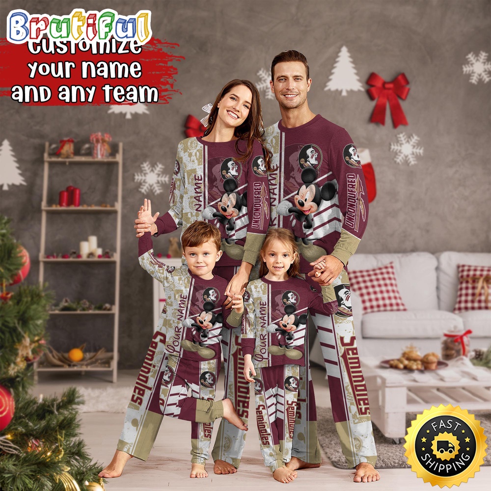 Sportswearmerch Florida State Seminoles NCAA Mickey Mouse Personalized Pajamas Family For Fan