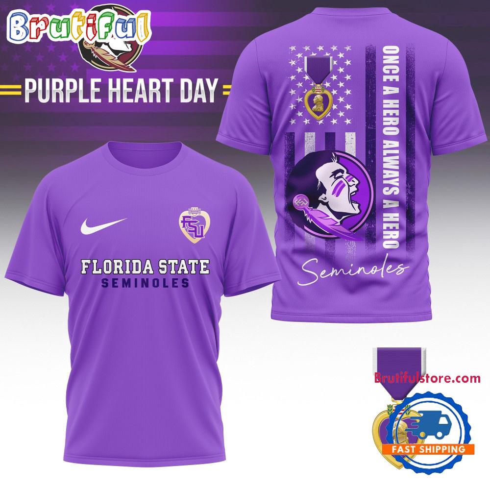 Sportswearmerch Florida State Seminoles NCAA National Purple Heart Day T-shirt For Fan
