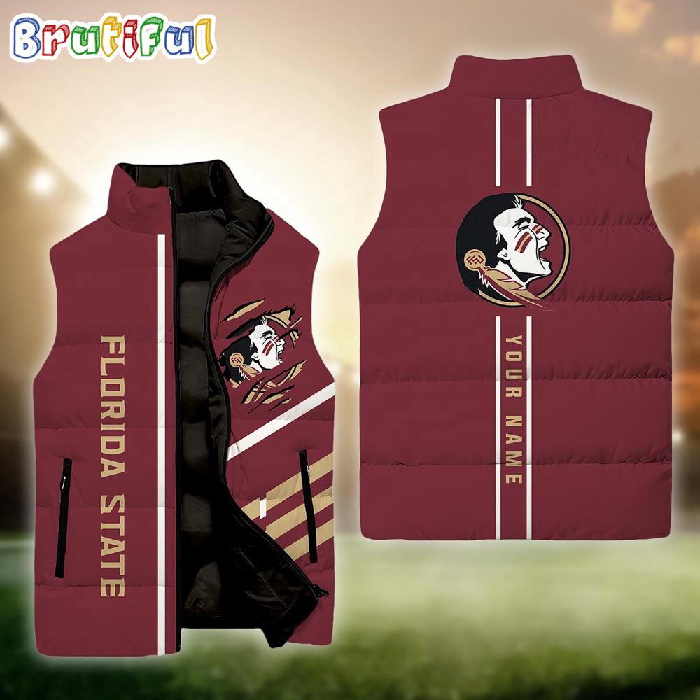 Sportswearmerch Florida State Seminoles NCAA Personalized Sleeveless Down Puffer Jacket For Fan