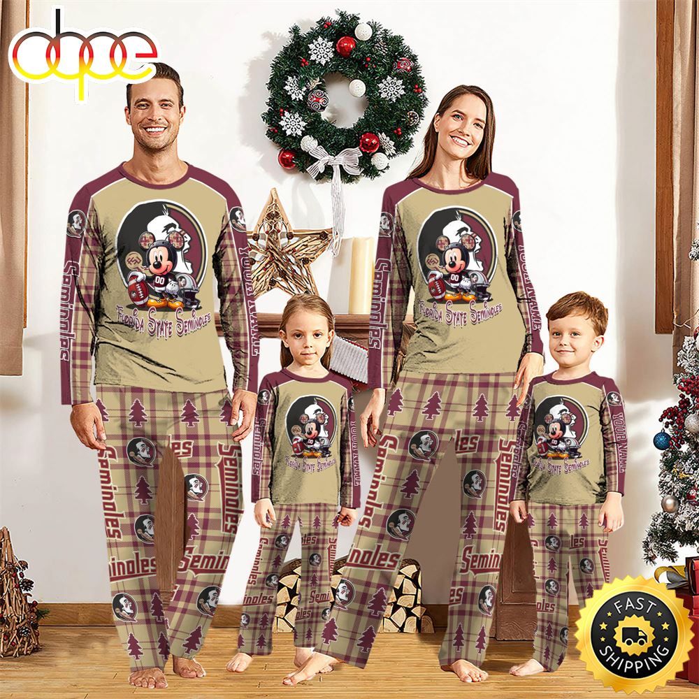 Sportswearmerch Florida State Seminoles NCAA x Mickey Mouse Personalized Pajamas Family For Fan