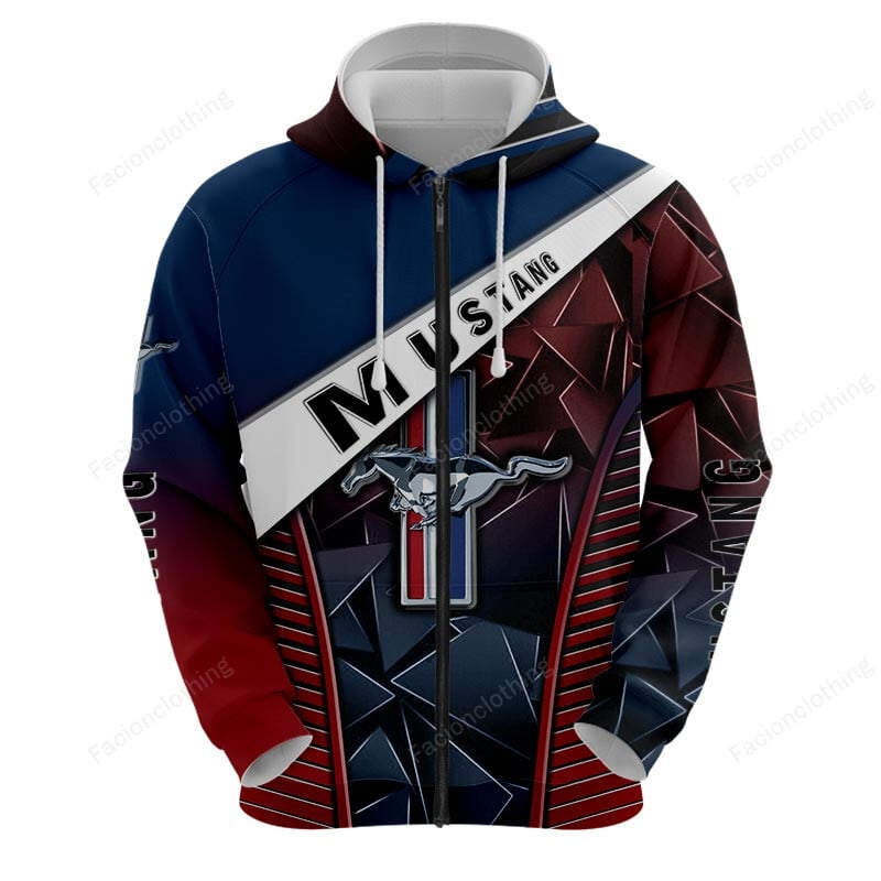 Sportswearmerch Ford Car Mustang Car Personalized Zip Hoodie For Fan