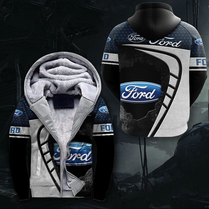 Sportswearmerch Ford Car Personalized Fashion Fleece Zip Hoodie Jacket For Fan