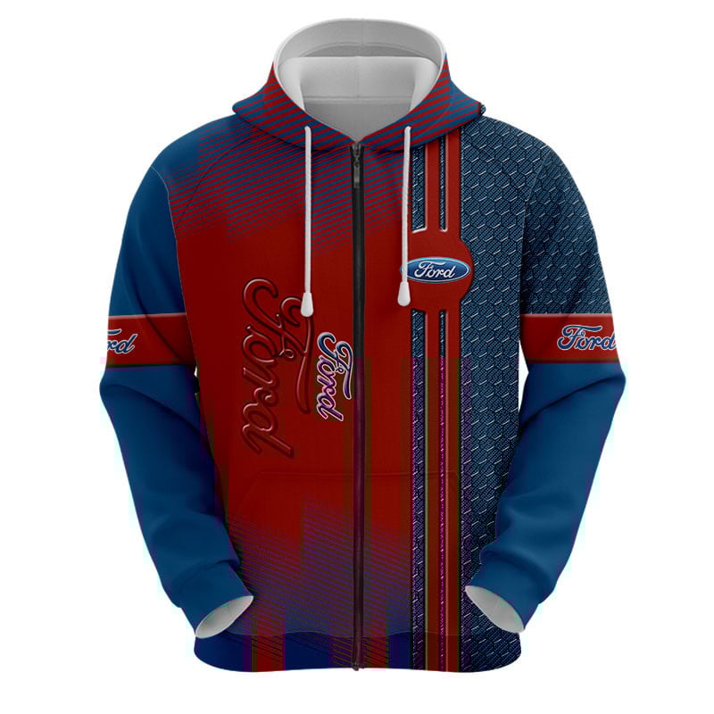 Sportswearmerch Ford Car Personalized Fashion Zip Hoodie For Fan
