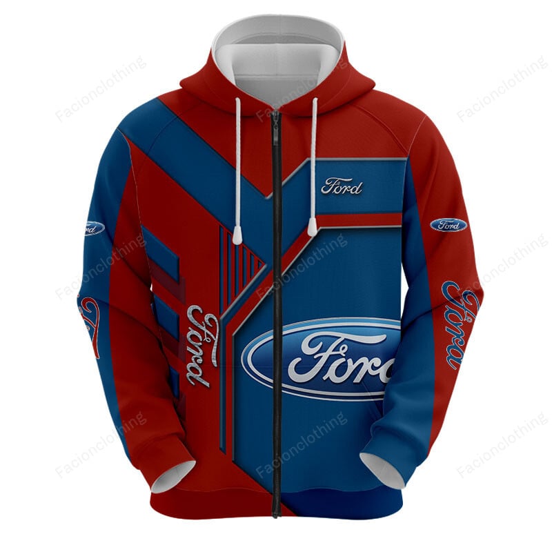 Sportswearmerch Ford Car Personalized Fashion Zip Hoodie For Fan