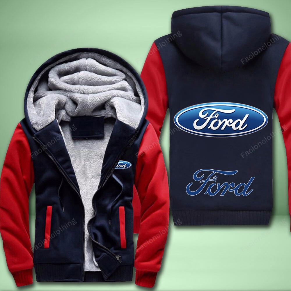 Sportswearmerch Ford Car Personalized Fleece Zip Hoodie Jacket For Fan