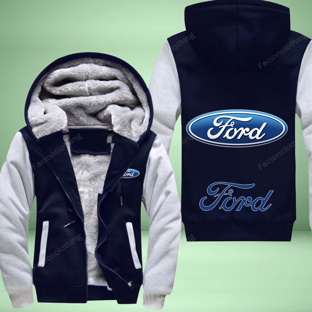 Sportswearmerch Ford Car Personalized Fleece Zip Hoodie Jacket For Fan