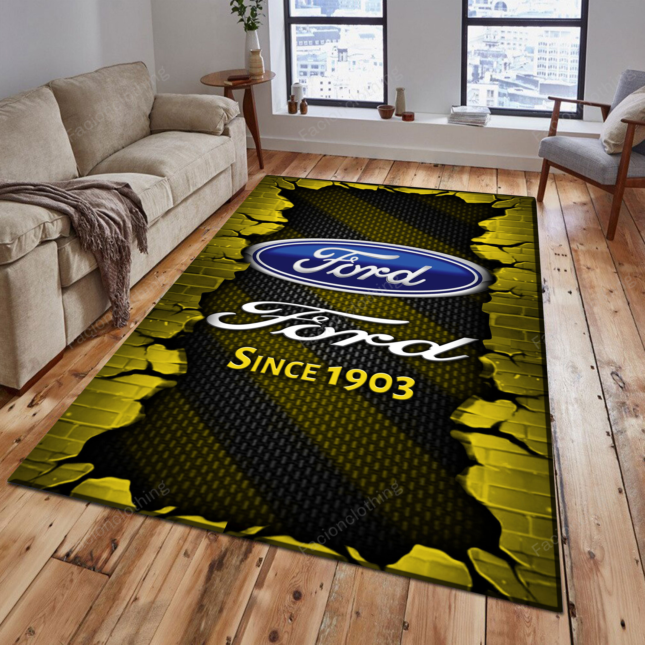 Sportswearmerch Ford Car Personalized Rug For Fan