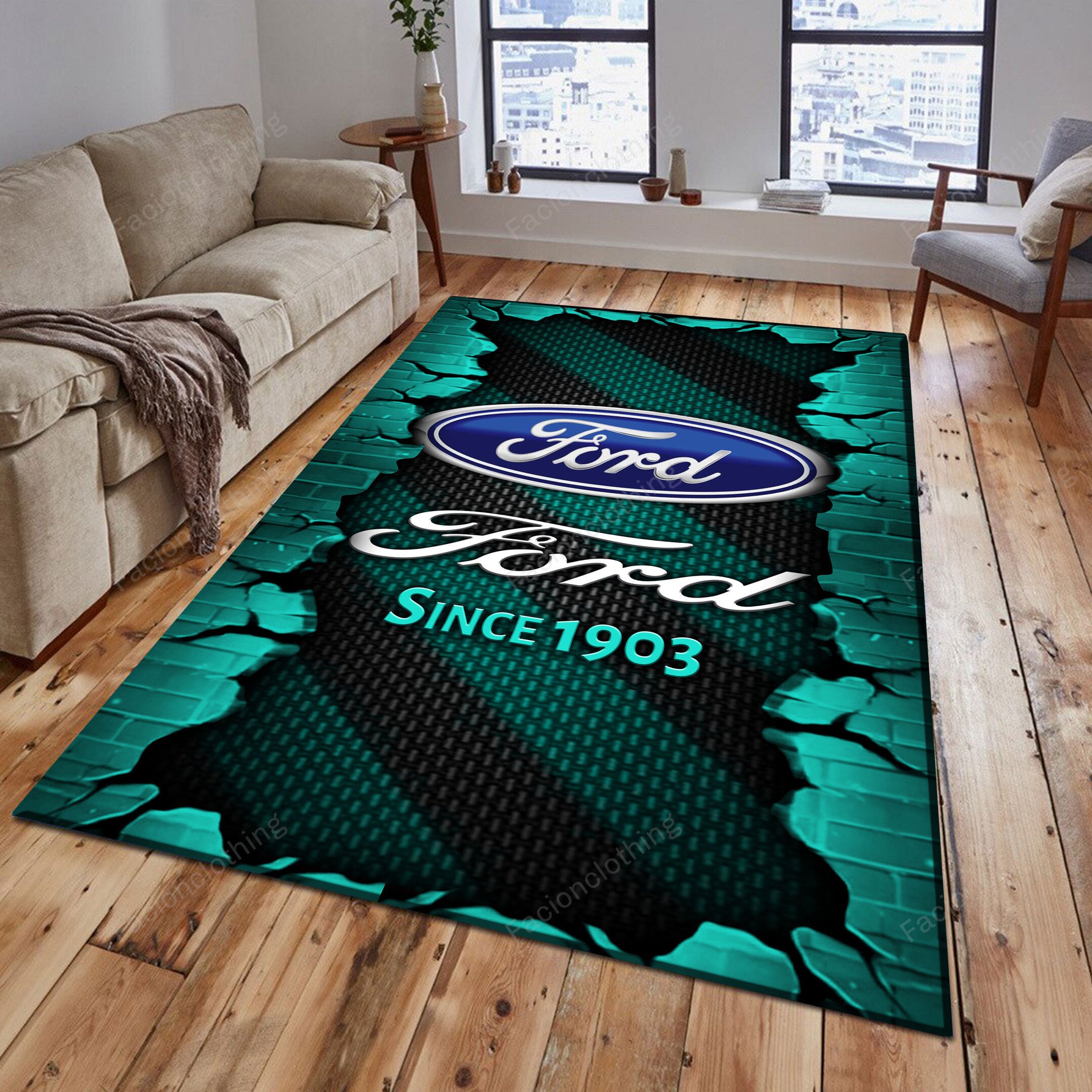 Sportswearmerch Ford Car Personalized Rug For Fan