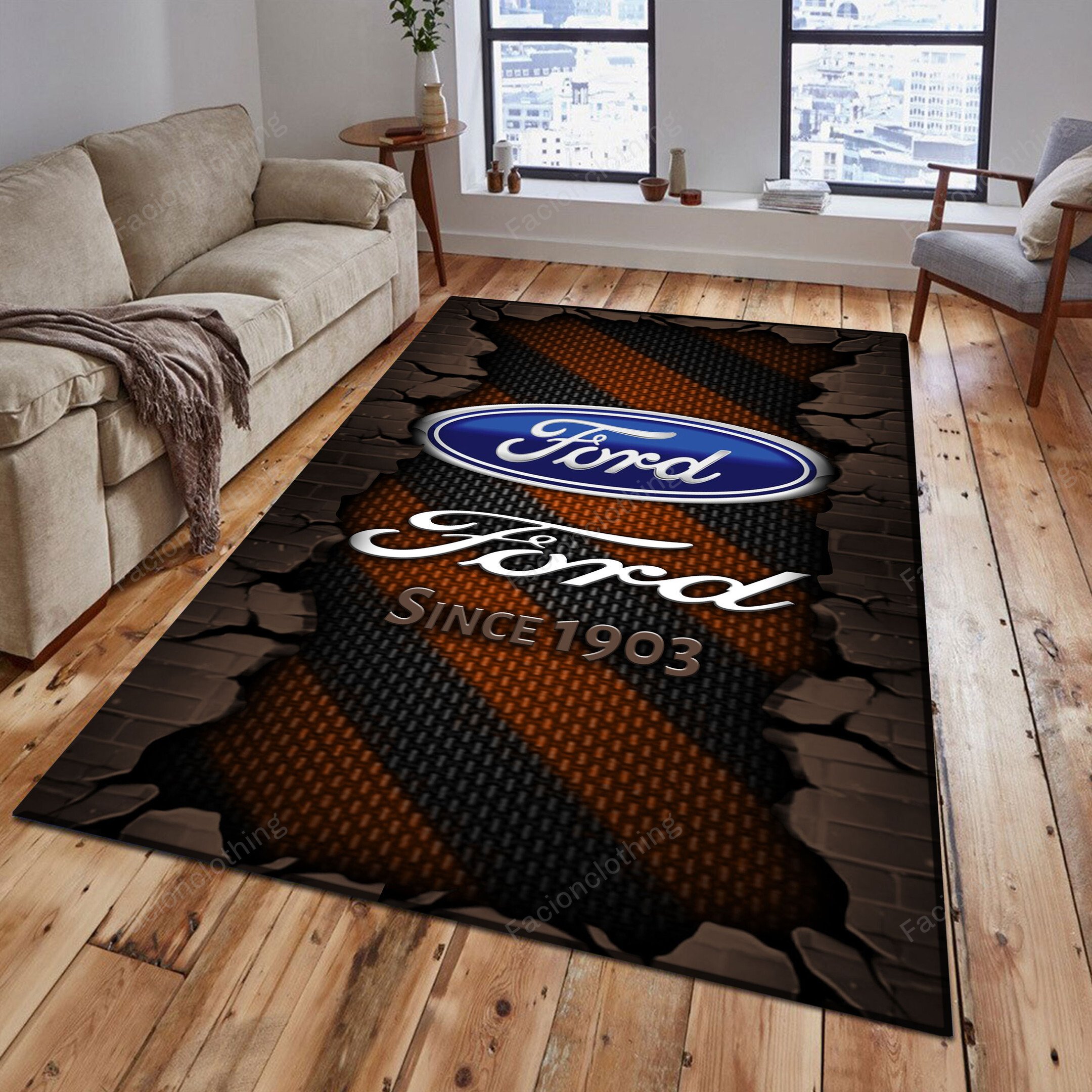 Sportswearmerch Ford Car Personalized Rug For Fan