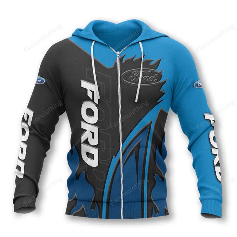 Sportswearmerch Ford Car Personalized Zip Hoodie For Fan