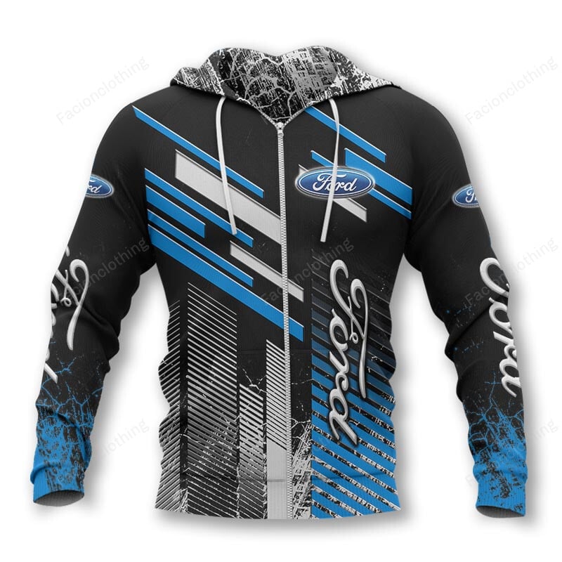 Sportswearmerch Ford Car Personalized Zip Hoodie For Fan