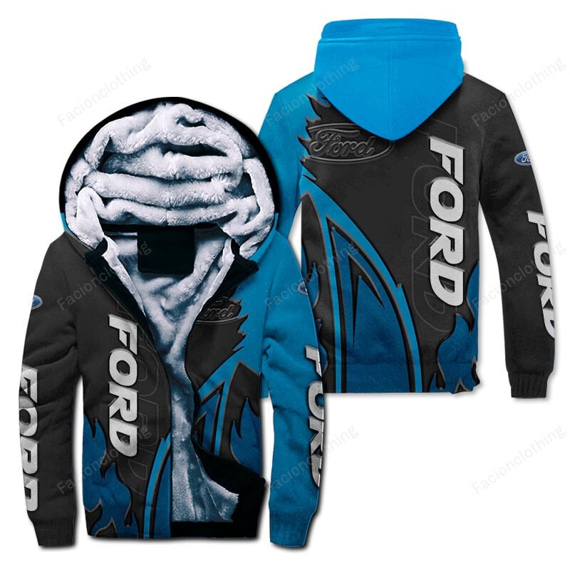 Sportswearmerch Ford Car Personalized Zip Hoodie Velvet Hoodie For Fan