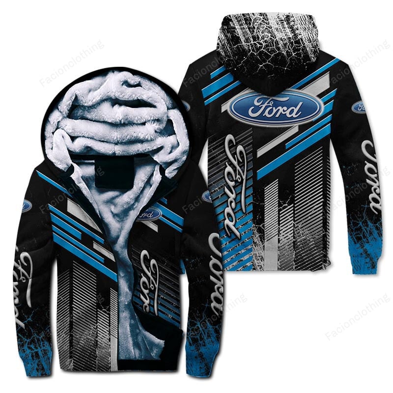 Sportswearmerch Ford Car Personalized Zip Hoodie Velvet Hoodie For Fan