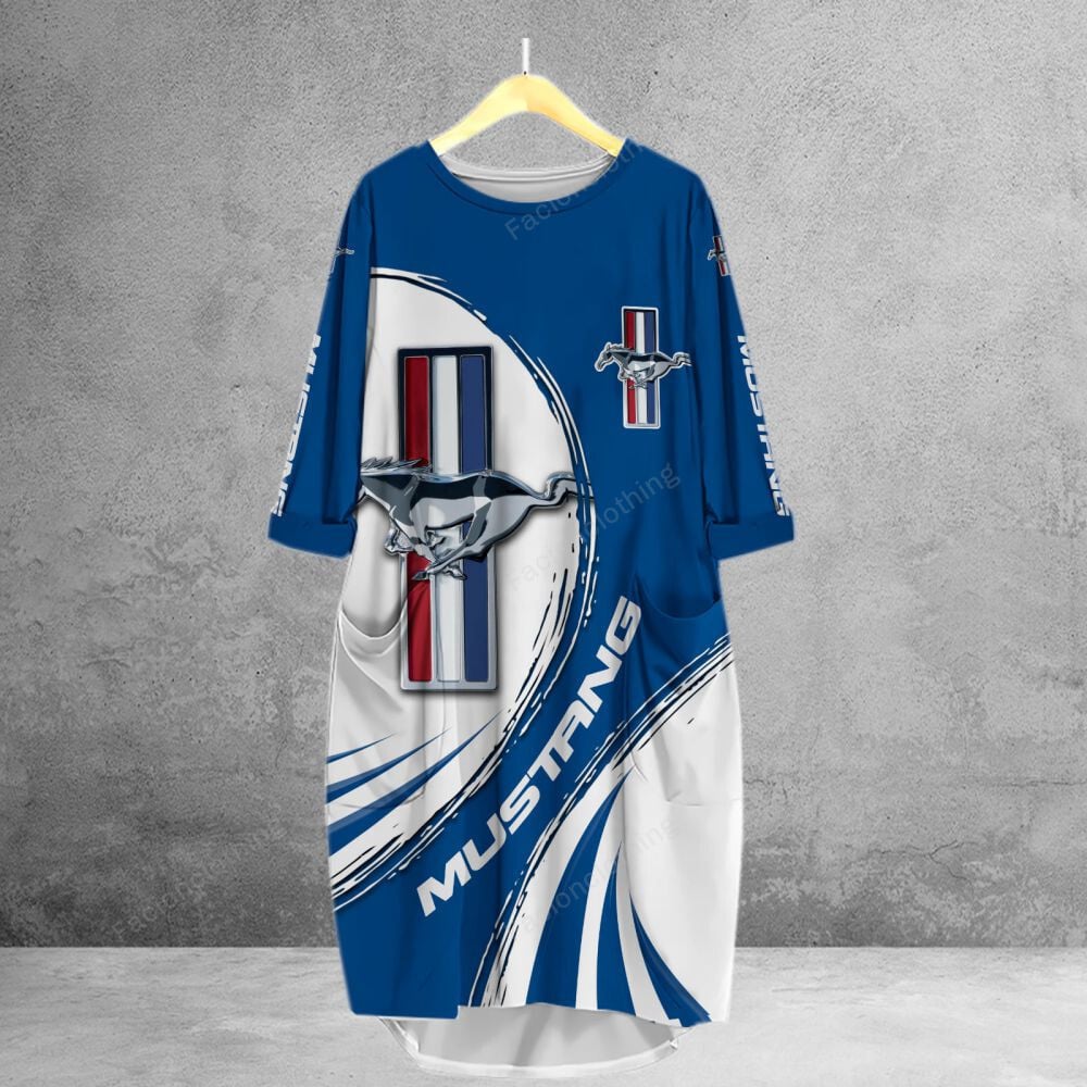 Sportswearmerch Ford Mustang Car Personalized Pocket Dress For Fan