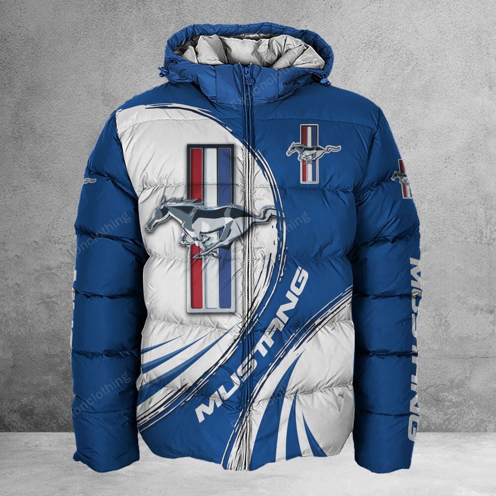 Sportswearmerch Ford Mustang Car Personalized Puffer Jacket For Fan