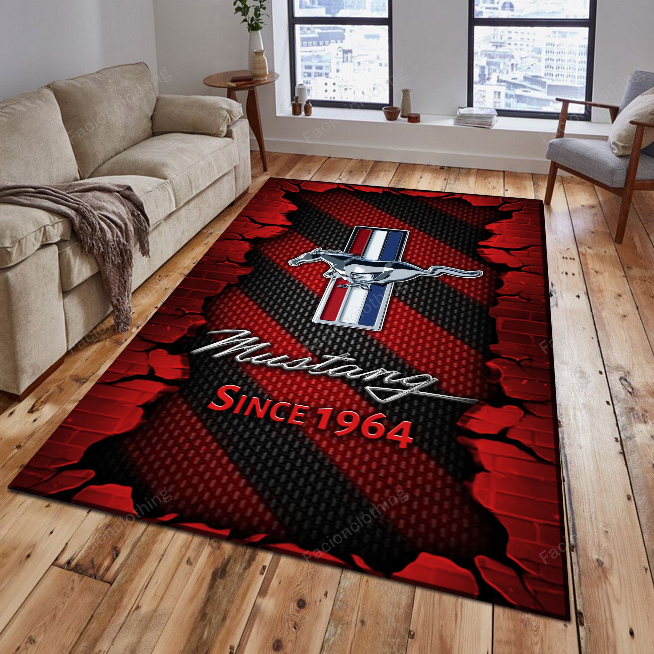 Sportswearmerch Ford-Mustang Car Personalized Rug For Fan