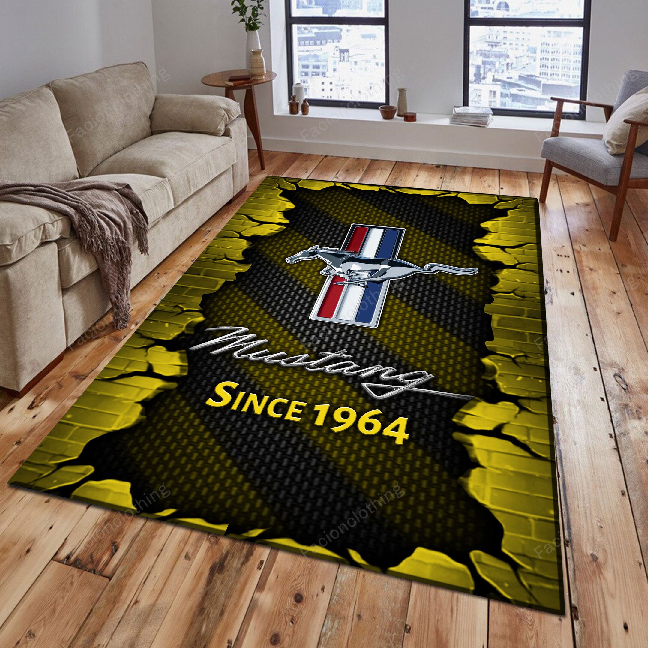 Sportswearmerch Ford-Mustang Car Personalized Rug For Fan