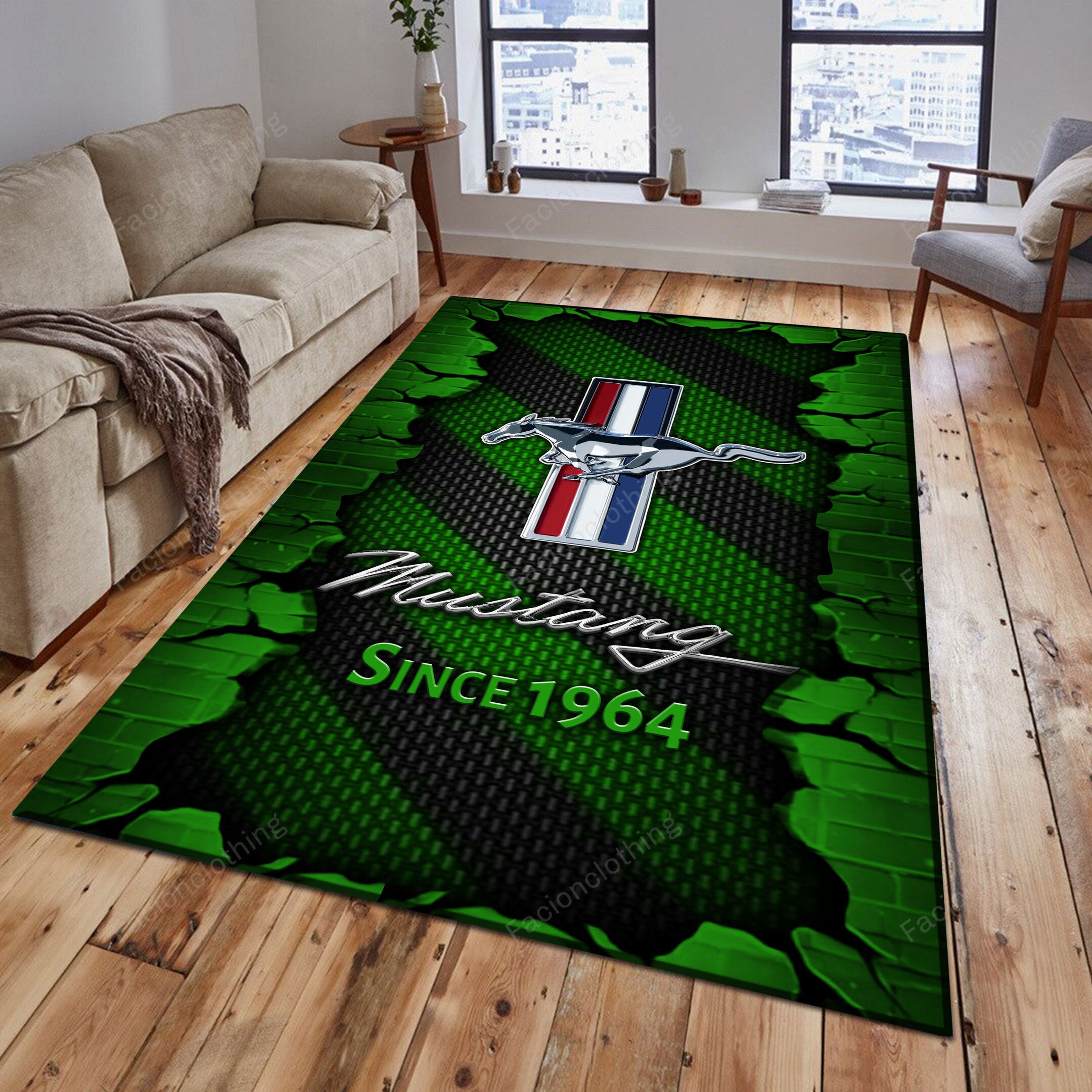 Sportswearmerch Ford-Mustang Car Personalized Rug For Fan