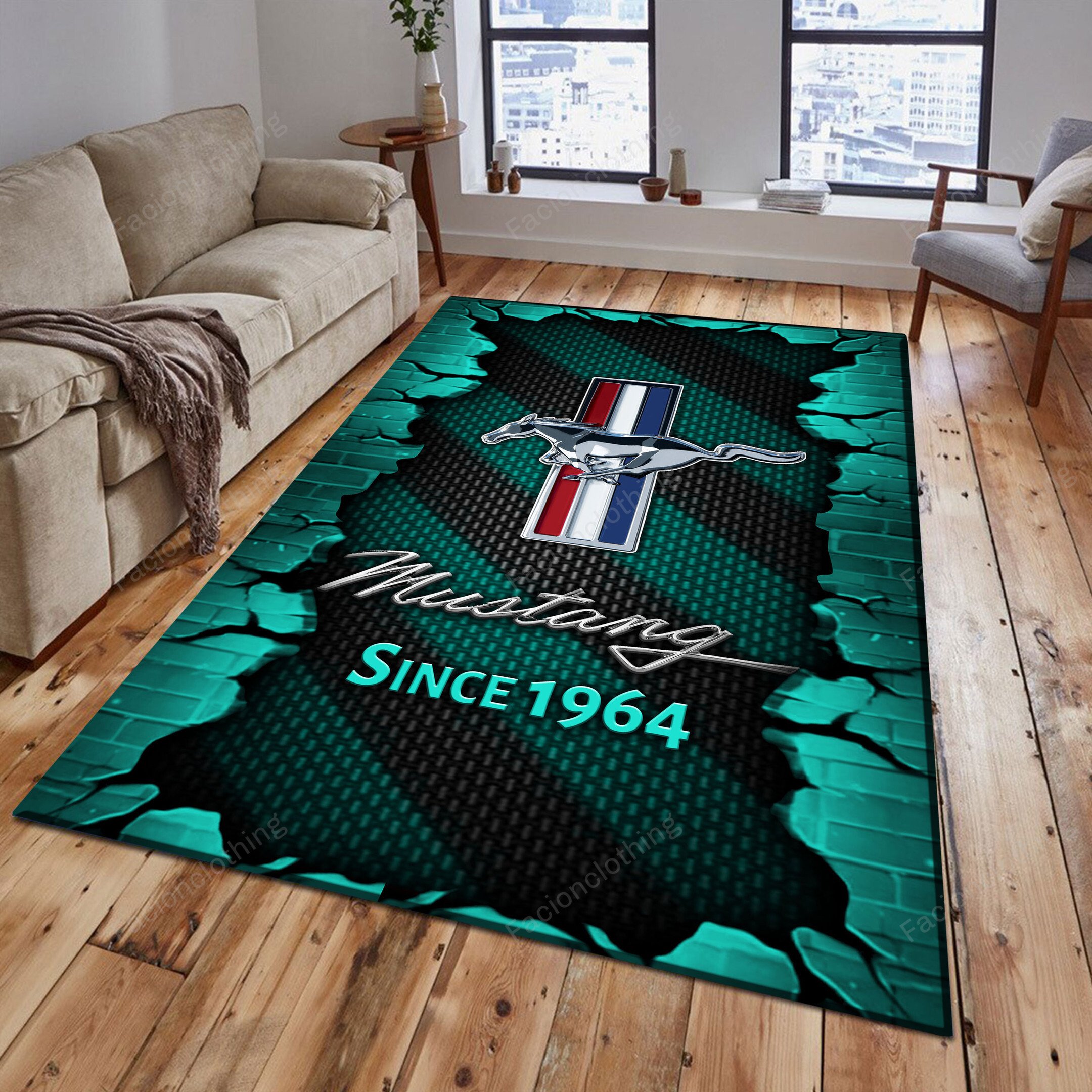 Sportswearmerch Ford-Mustang Car Personalized Rug For Fan