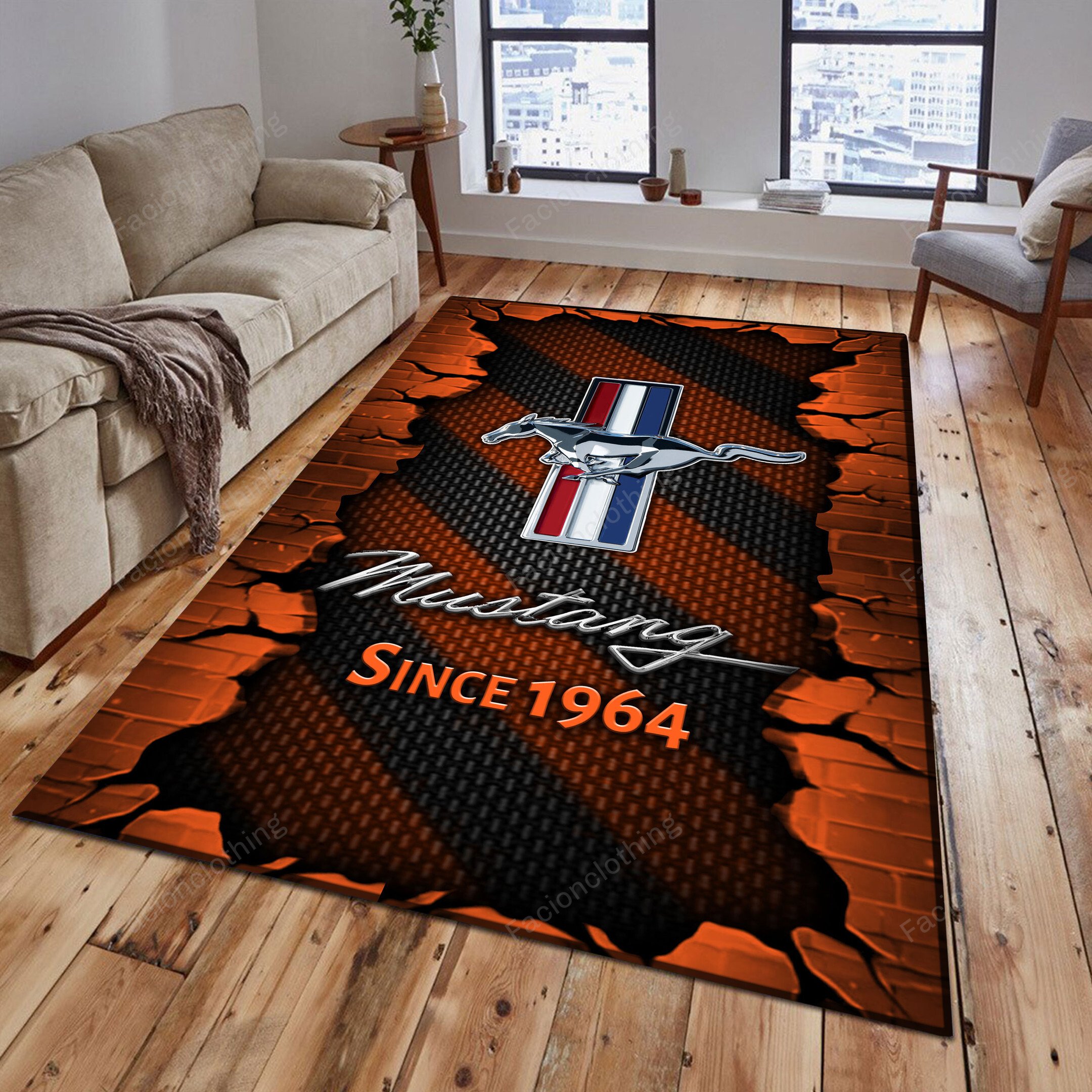 Sportswearmerch Ford-Mustang Car Personalized Rug For Fan