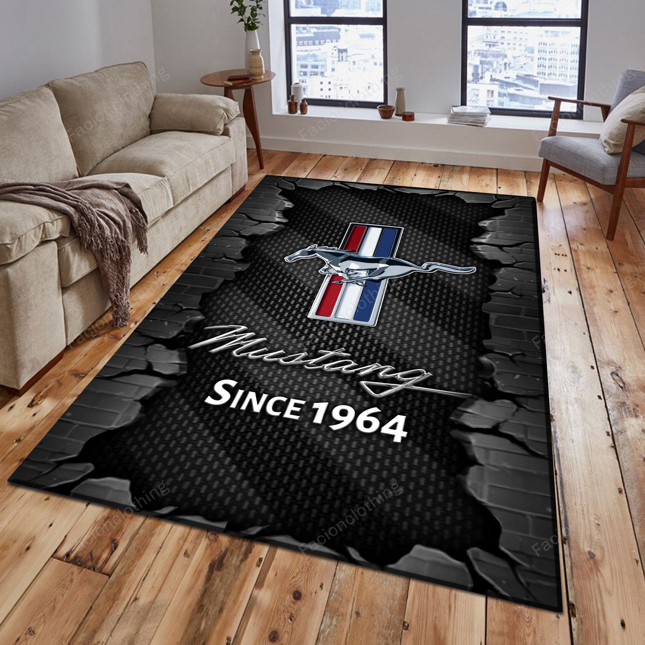 Sportswearmerch Ford-Mustang Car Personalized Rug For Fan