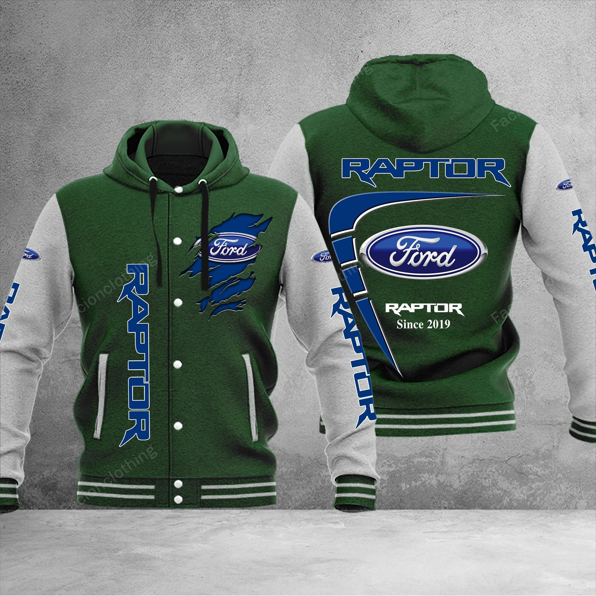 Sportswearmerch Ford Raptor Car Personalized Hooded Baseball Jacket For Fan
