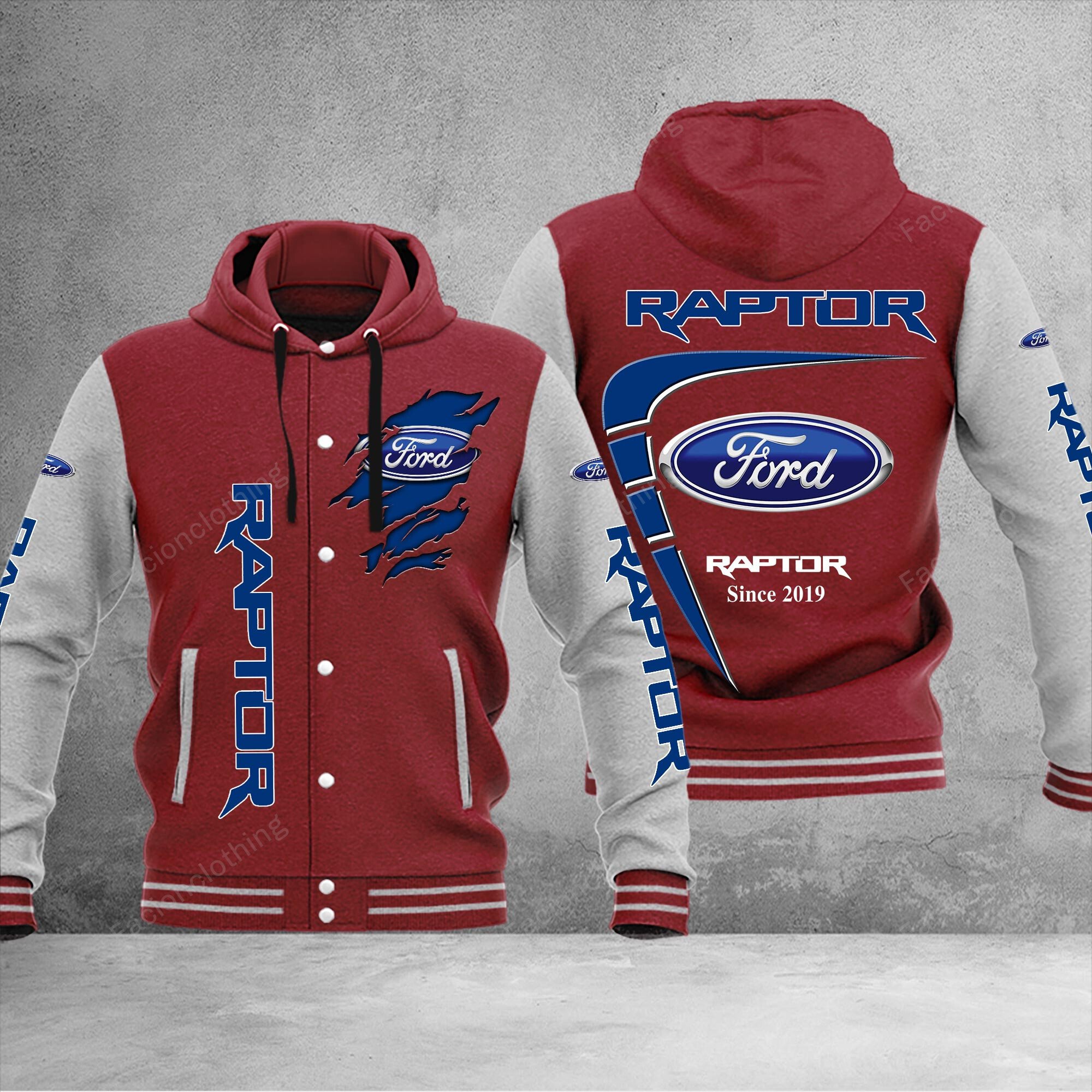 Sportswearmerch Ford Raptor Car Personalized Hooded Baseball Jacket For Fan