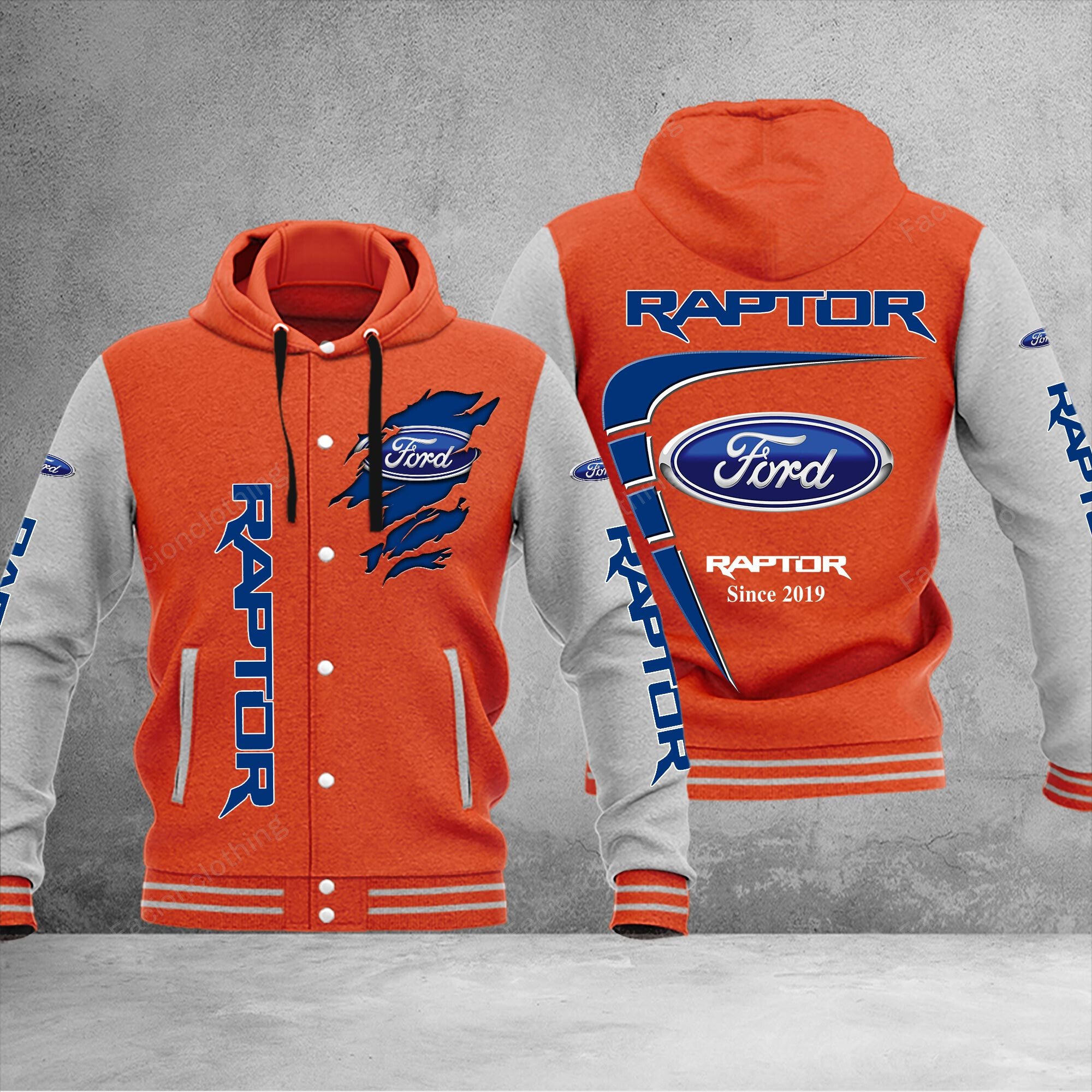 Sportswearmerch Ford Raptor Car Personalized Hooded Baseball Jacket For Fan