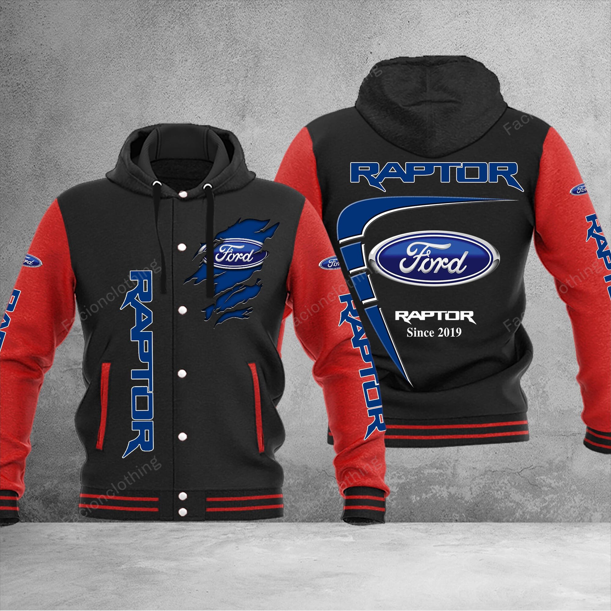 Sportswearmerch Ford Raptor Car Personalized Hooded Baseball Jacket For Fan