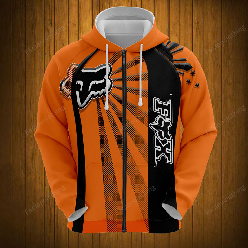 Sportswearmerch Fox Racing Motorcycle Personalized Fashion Zip Hoodie For Fan