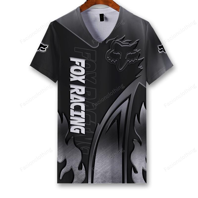 Sportswearmerch Fox Racing Motorcycle Personalized V-neck Women T-shirt For Fan