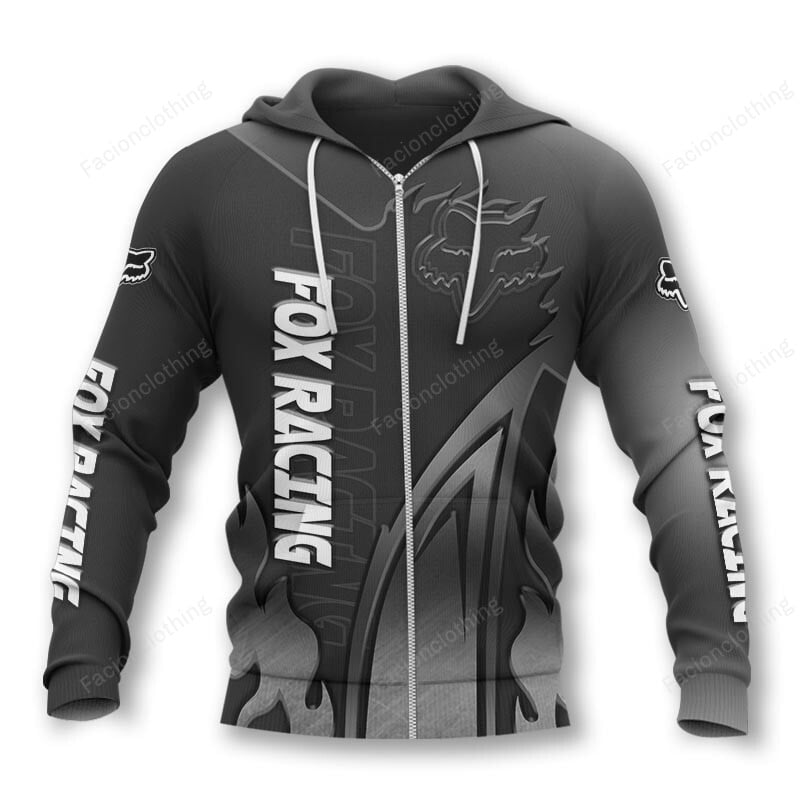 Sportswearmerch Fox Racing Motorcycle Personalized Zip Hoodie For Fan