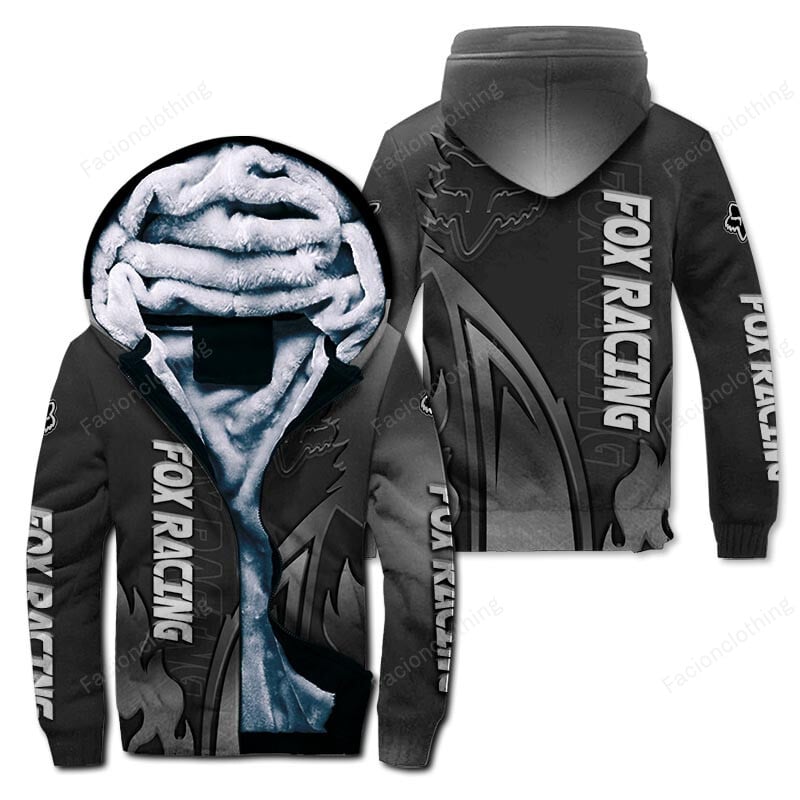Sportswearmerch Fox Racing Motorcycle Personalized Zip Hoodie Velvet Hoodie For Fan