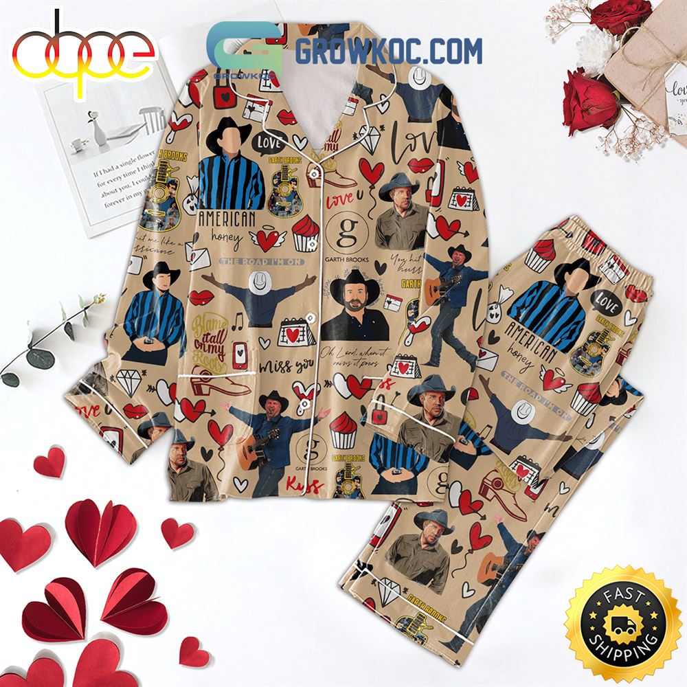 Sportswearmerch Garth Brooks Miss You Valentine Polyester Christmas Personalized Pajamas For Fan