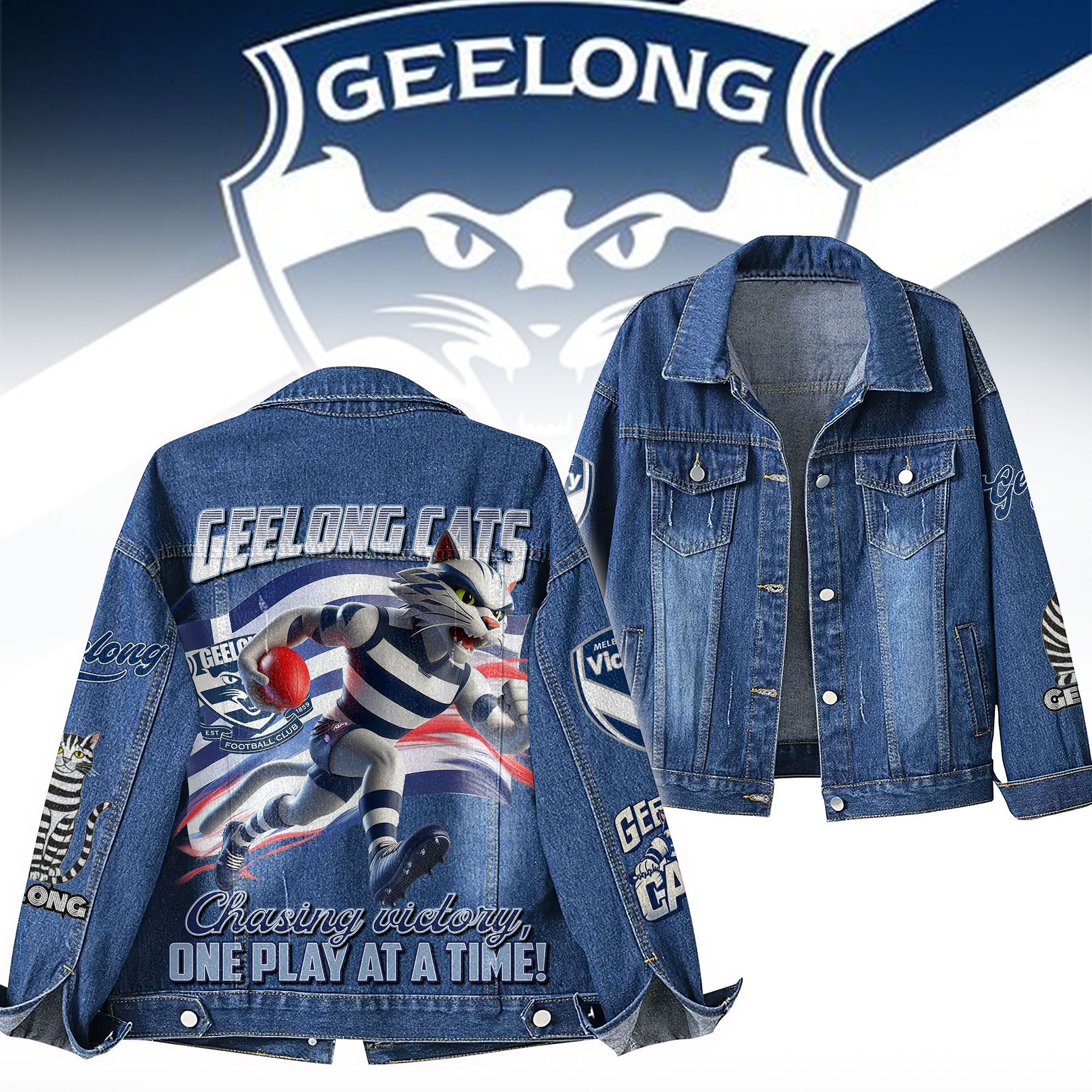 Sportswearmerch Geelong Cats Denim Jacket Gift For Fans