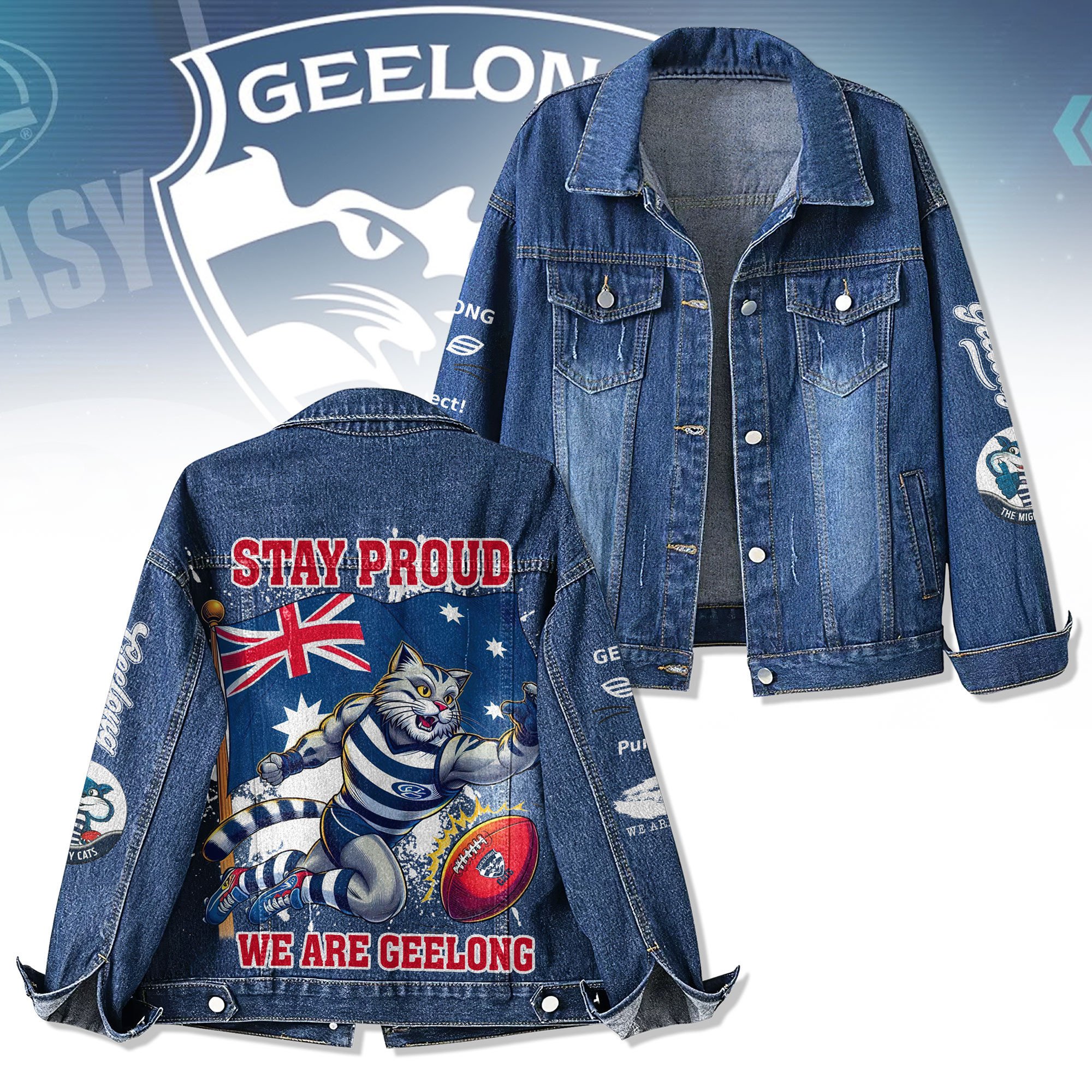 Sportswearmerch Geelong Cats Denim Jacket Gift For Fans