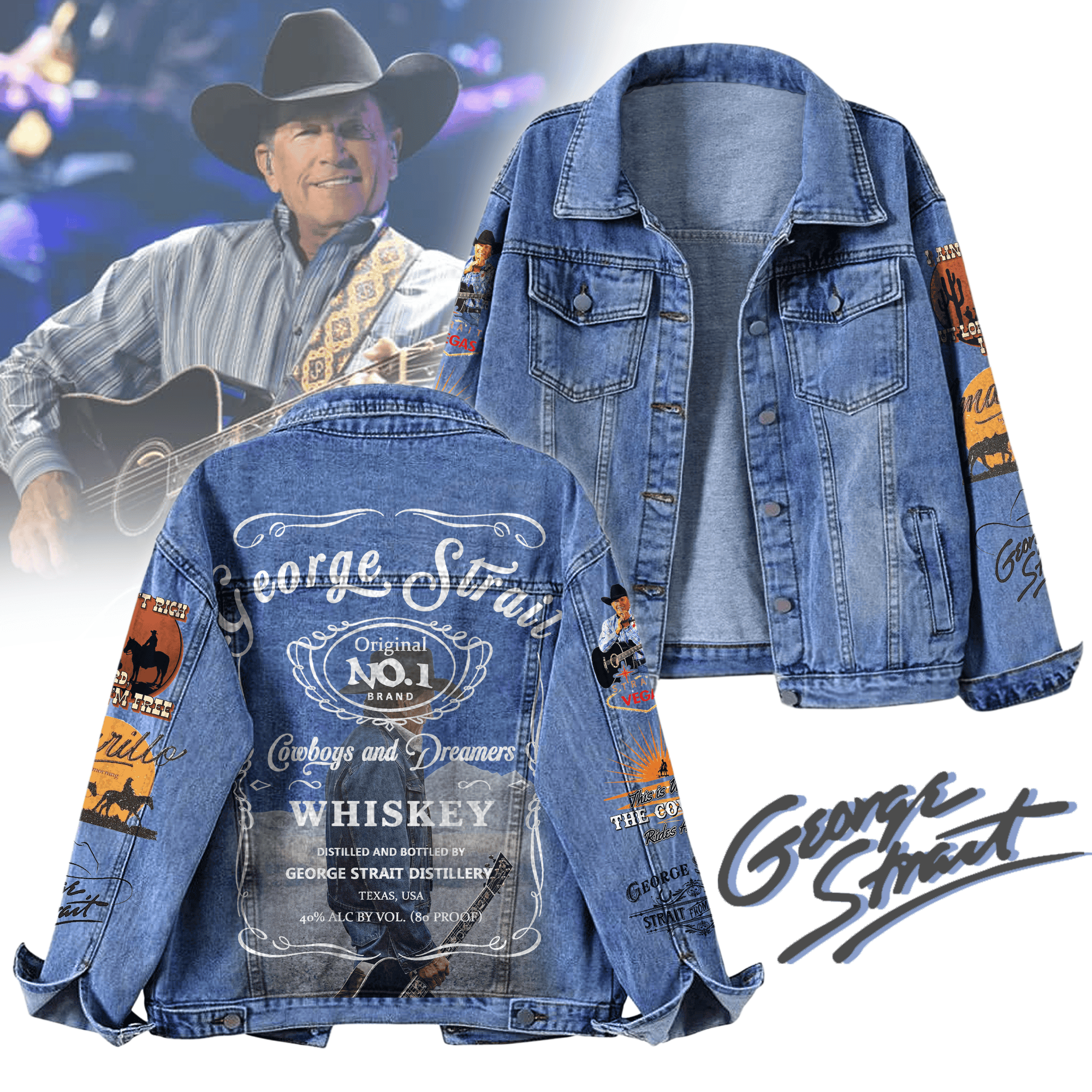 Sportswearmerch George Strait Denim Jacket Gift For Fans